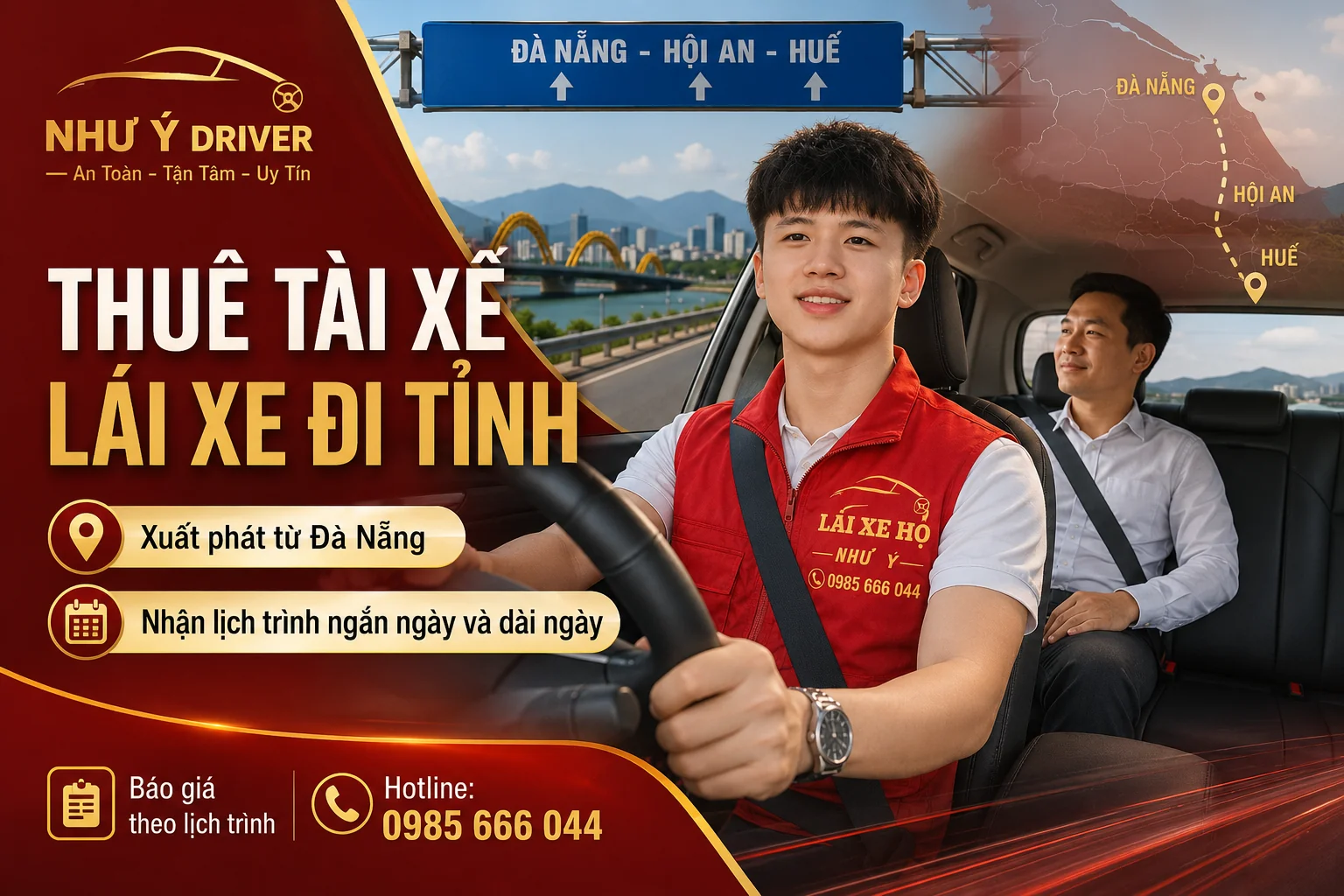 Thuê tài xế lái xe đi tỉnh từ Đà Nẵng